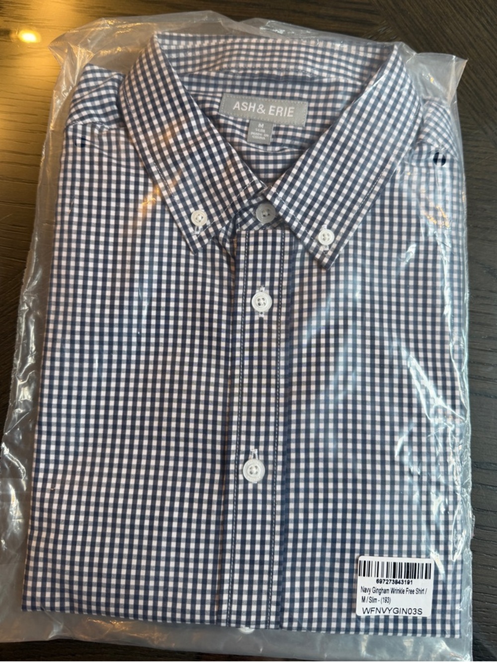 Men's Slim Navy Check Button-Down Shirt